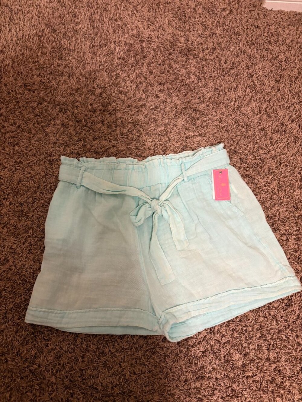 Simply Southern Cuff Shorts Size XL Xtra Large Tie Belt Cotton Seafoam Green NEW